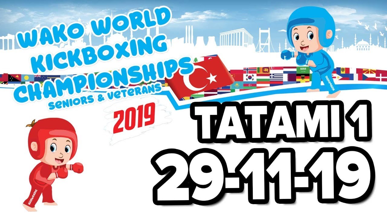 WAKO World Championships 2019 Tatami 1 29/11/19 Masters Finals backdrop