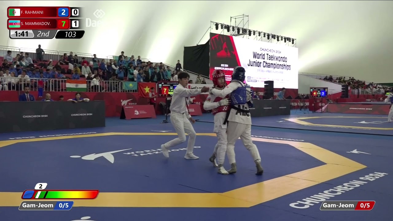 103 Round of 64 Women 52kg ALG F RAHMANI AZE S MAMMADOV background
