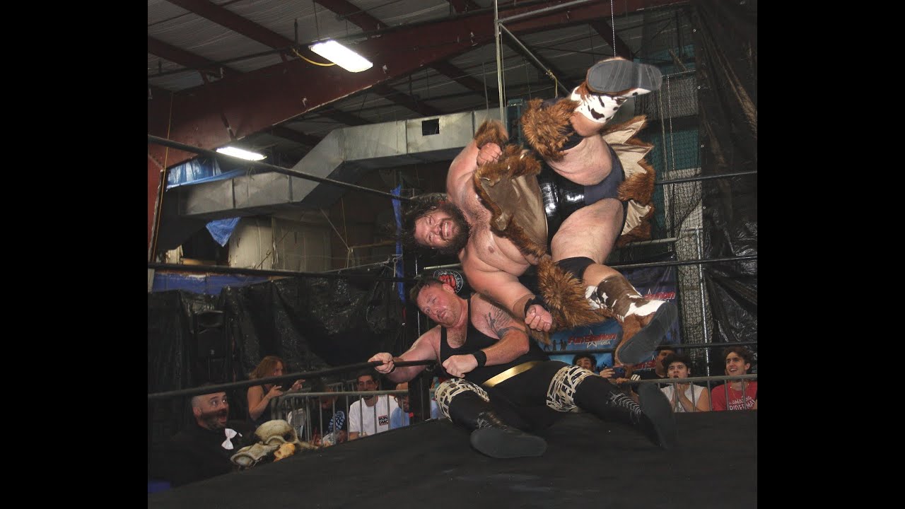 Monster Island match - TJ Marconi v Dark STG v Beastman v Papa Dingo v Zakk Ramses v Kuda Montana background