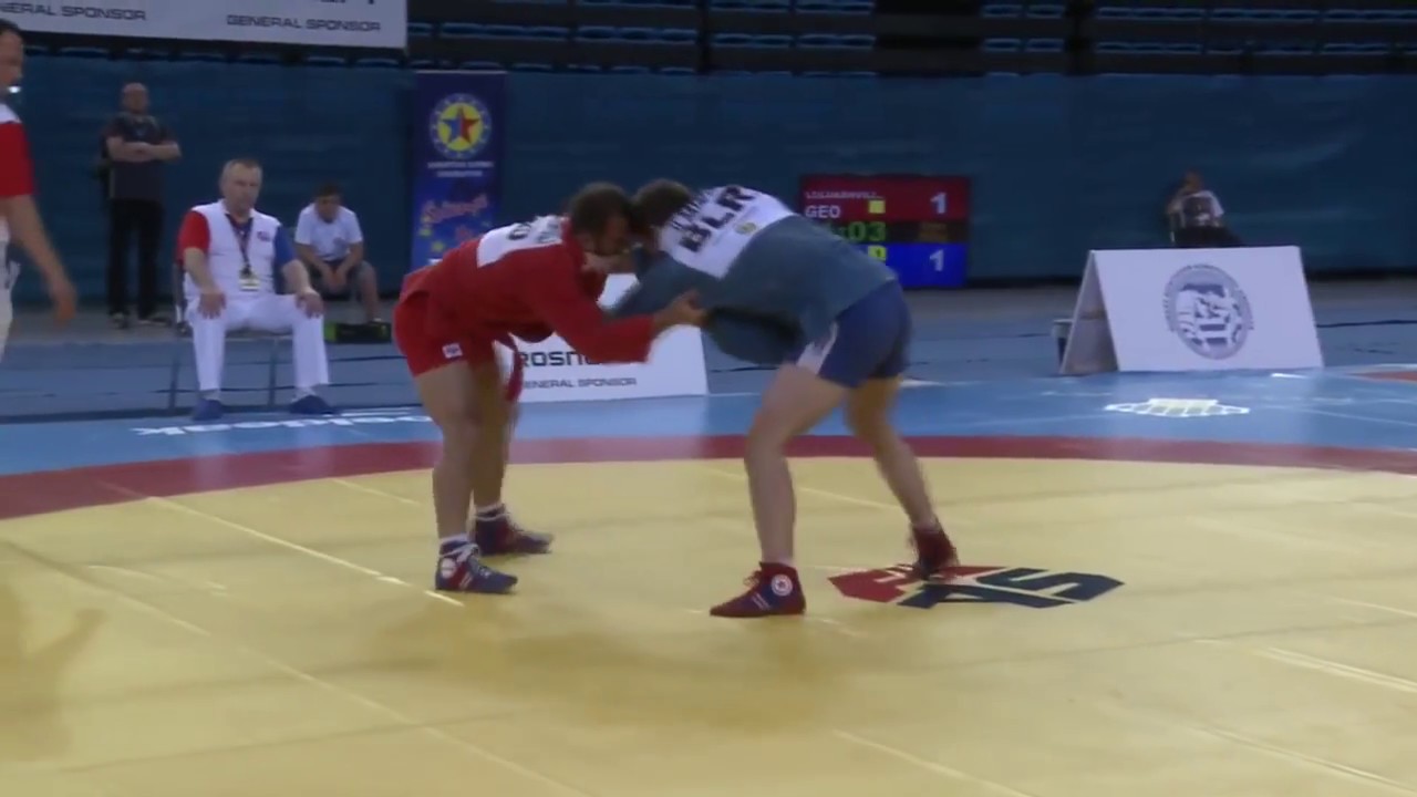 SAMBO Men. SAYAPIN Uladzislau (BLR) ws LULUASHVILI Mindia (GEO). European Championships 2018