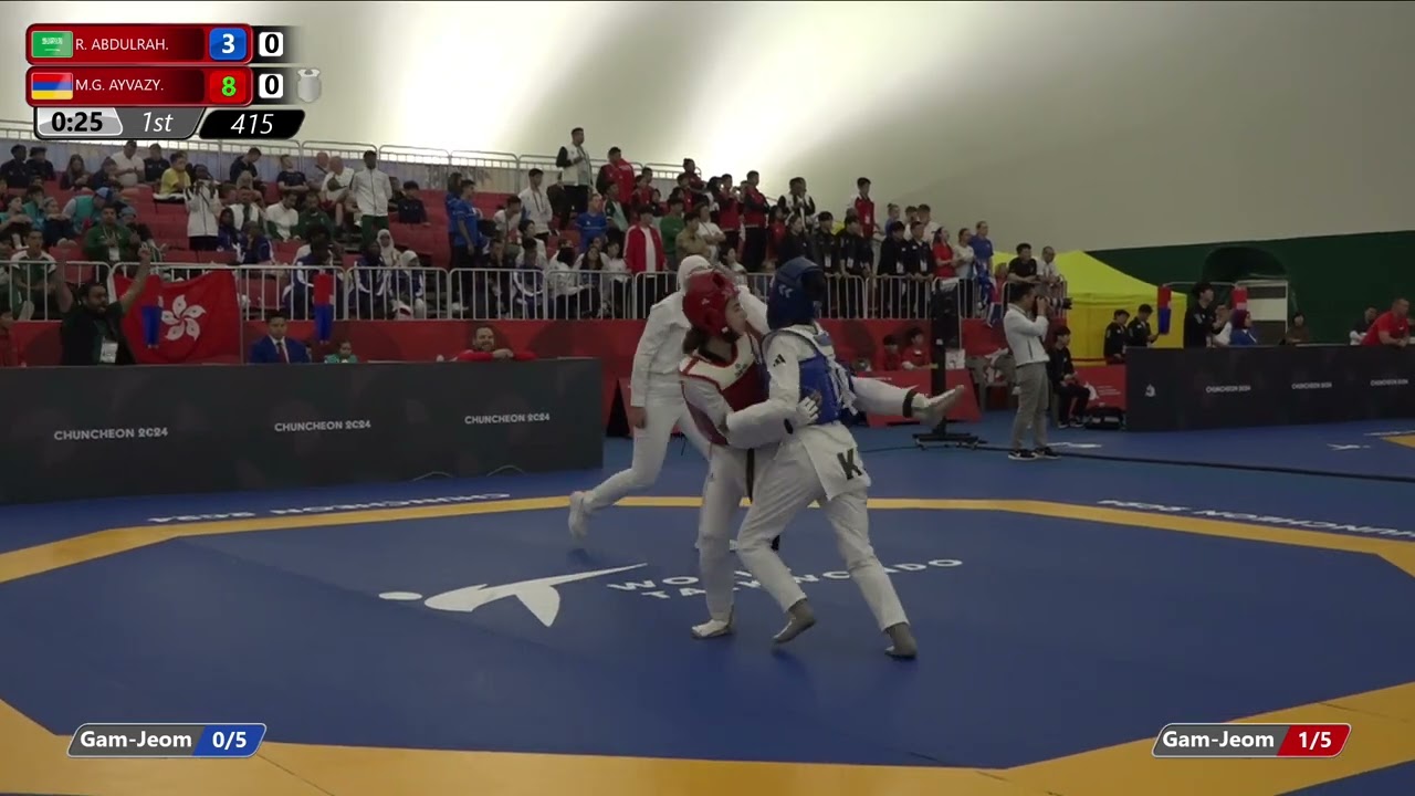 415 Round of 32 Women 44kg KSA R ABDULRAH ARM M G AYVAZY backdrop