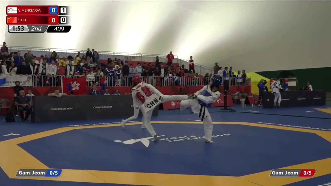 409 Round of 32 Women 49kg AIN A MENKENOV CHN S LIU background