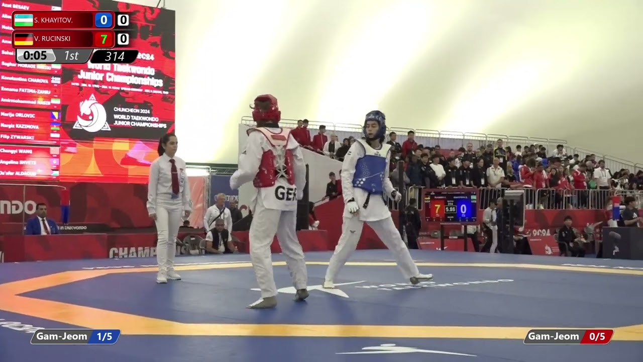 314 Round of 32 Women 63kg UZB S KHAYITOV GER V RUCINSKI background