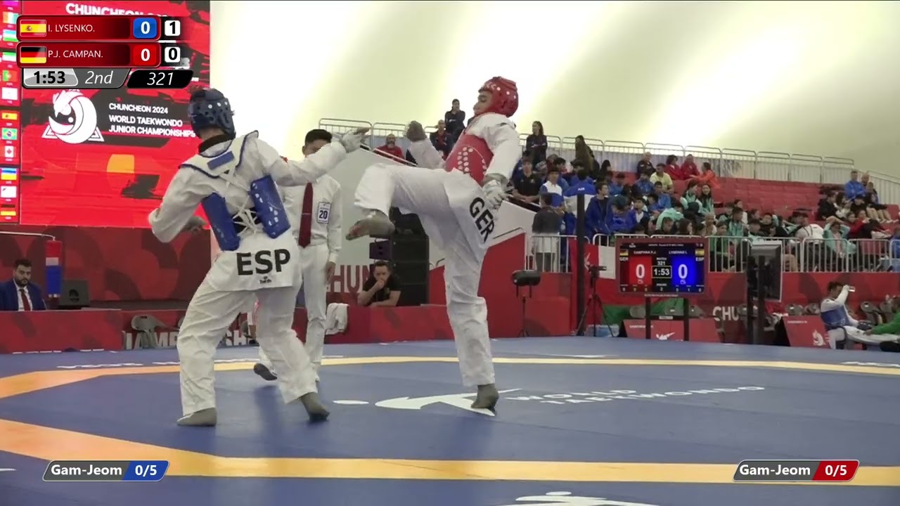321 Round of 16 Men +78kg ESP I LYSENKO GER P J CAMPAN background