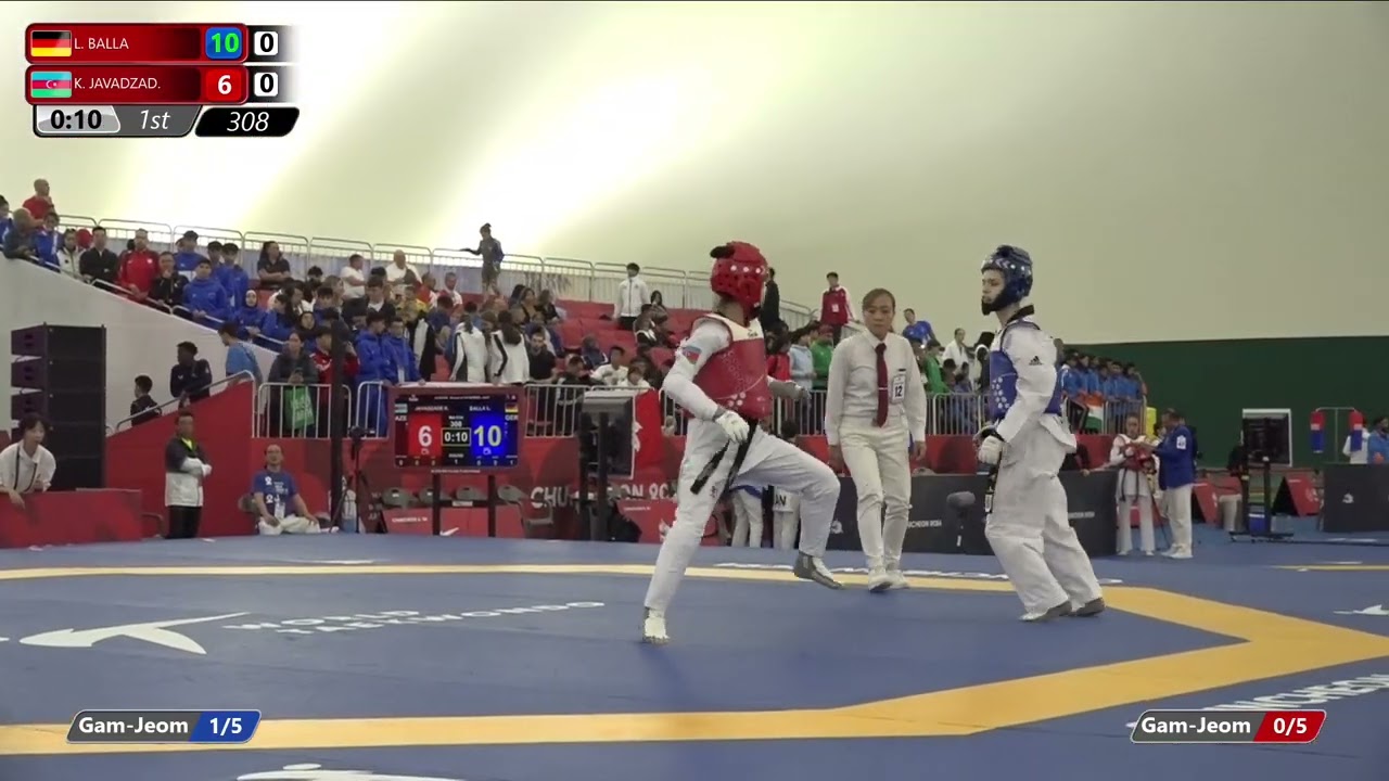 308 Round of 64 Women 44kg GER L BALLA AZE K JAVADZAD background