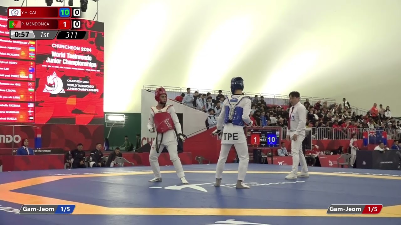 311 Round of 64 Men 68kg TPE Y H CAI POR P MENDONCA background