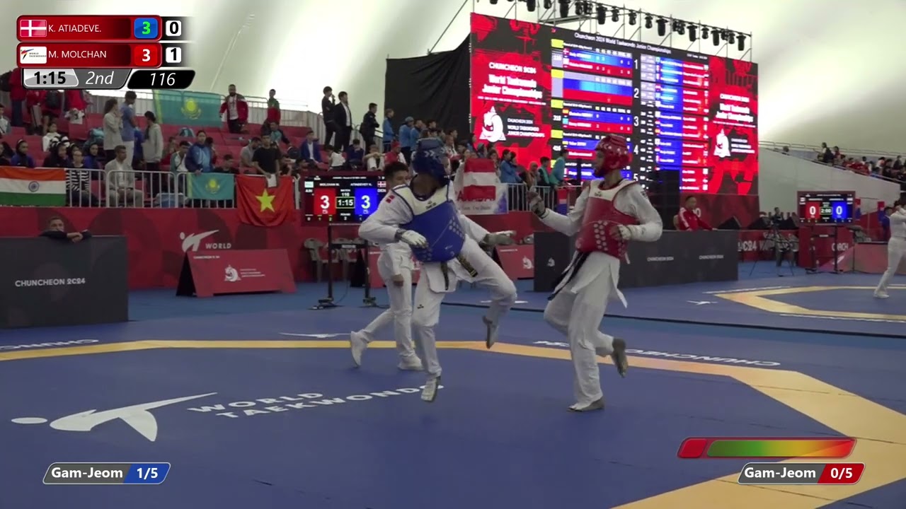 116 Round of 32 Men 63kg DEN K ATIADEVE AIN M MOLCHAN background