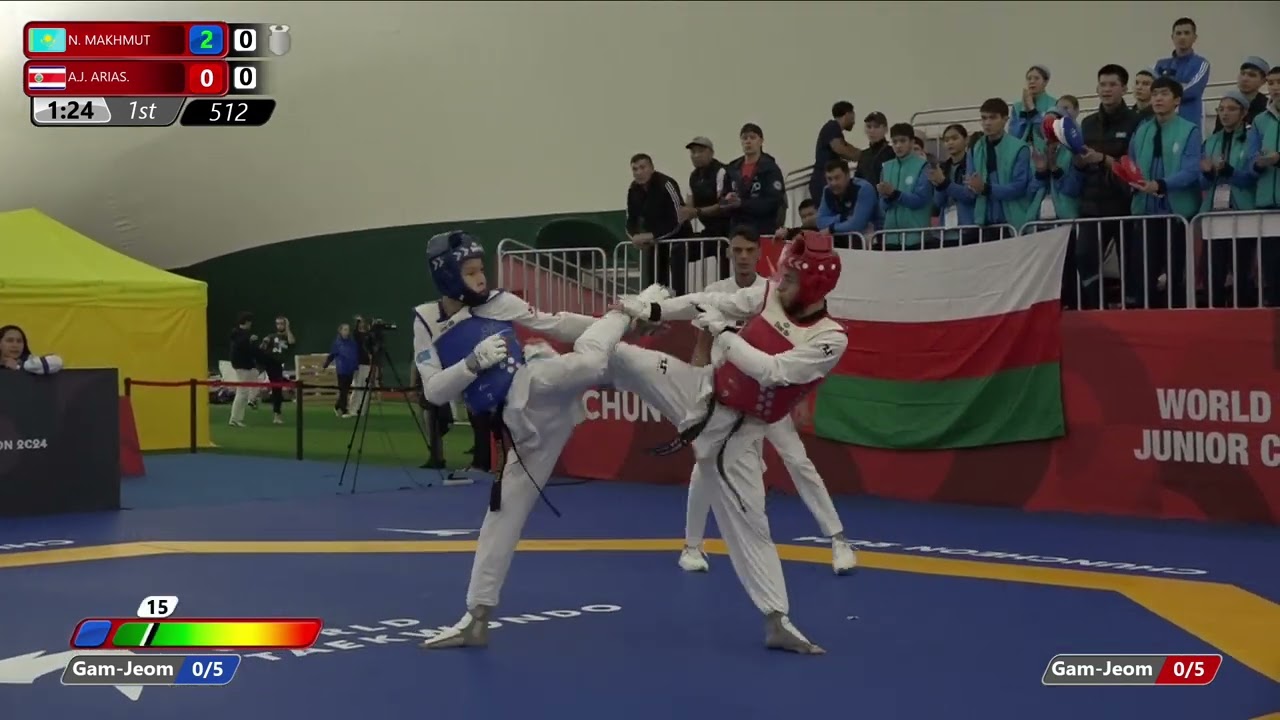 512 Round of 32 Men 55kg KAZ N MAKHMUT CRC A J ARIAS background