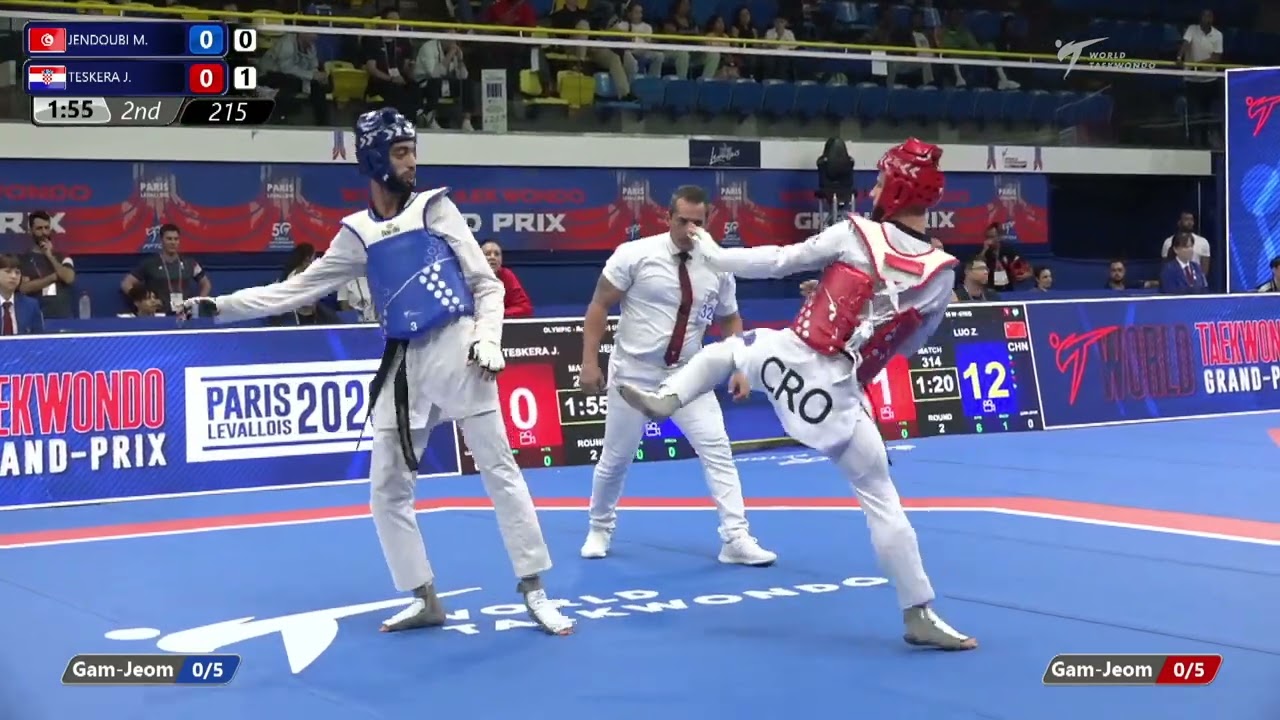 215 Round of 16 MEN M 58KG TUN JENDOUBI M CRO TESKERA J background