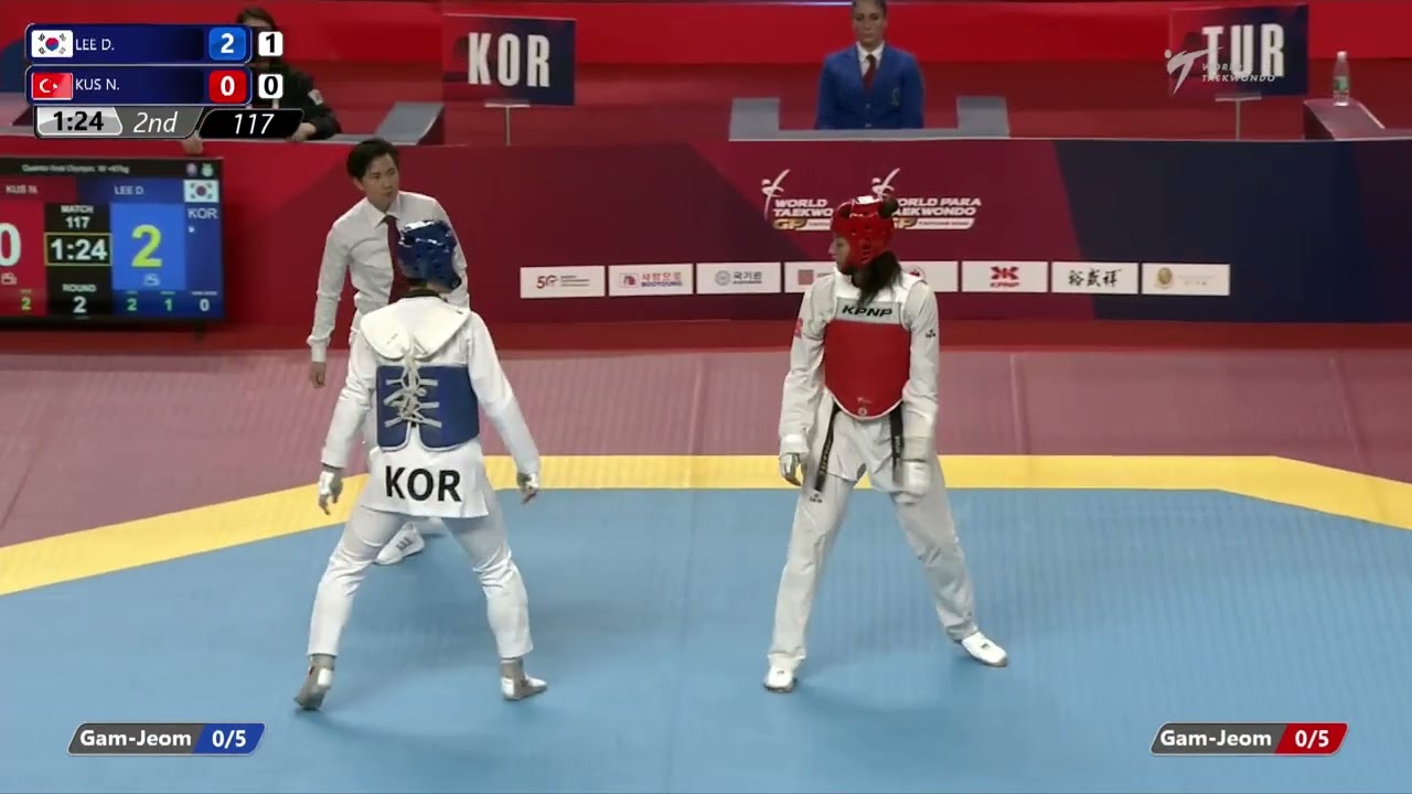 117 Quarter final W +67kg KOR LEE D TUR KUS N background