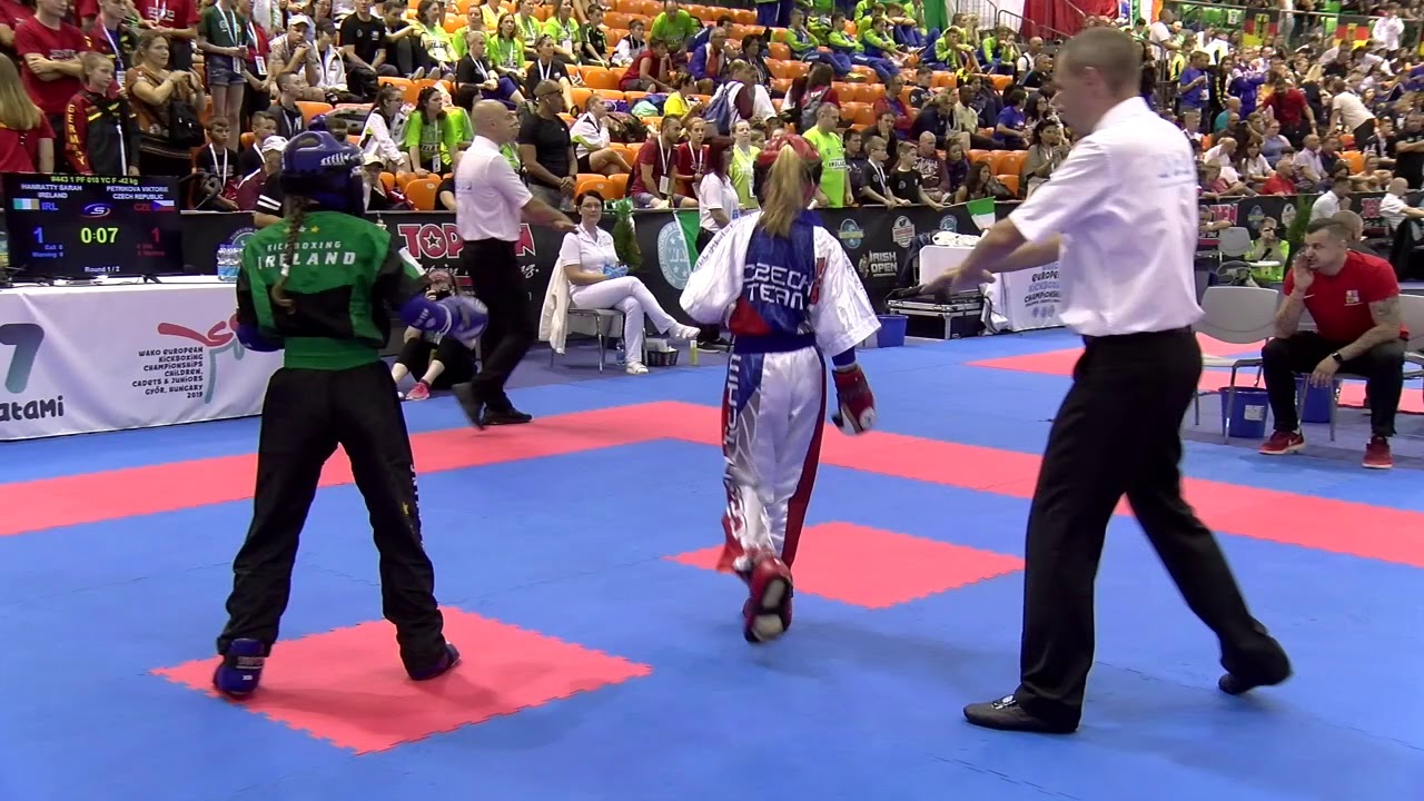 Sarah Hanratty v Viktorie Petrikova WAKO European Championships 2019 background