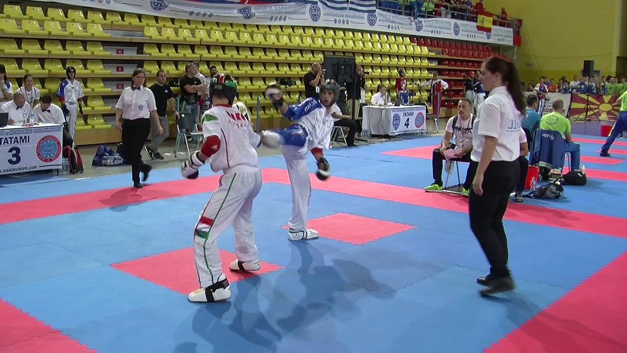 Roland Viczian v Luca Perisichini WAKO European Championships 2017 backdrop