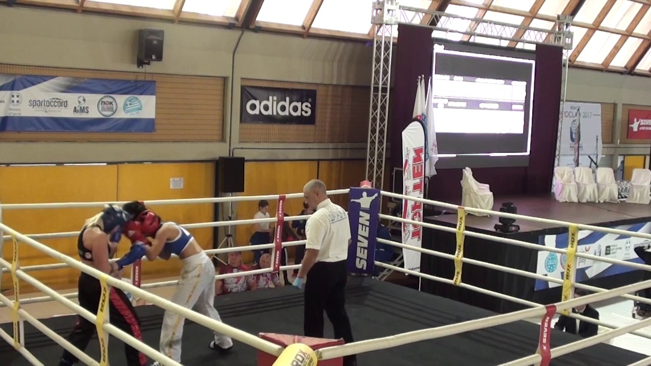 Martha Nystazou v Emilia Czerwinska WAKO European Championships 2016 backdrop