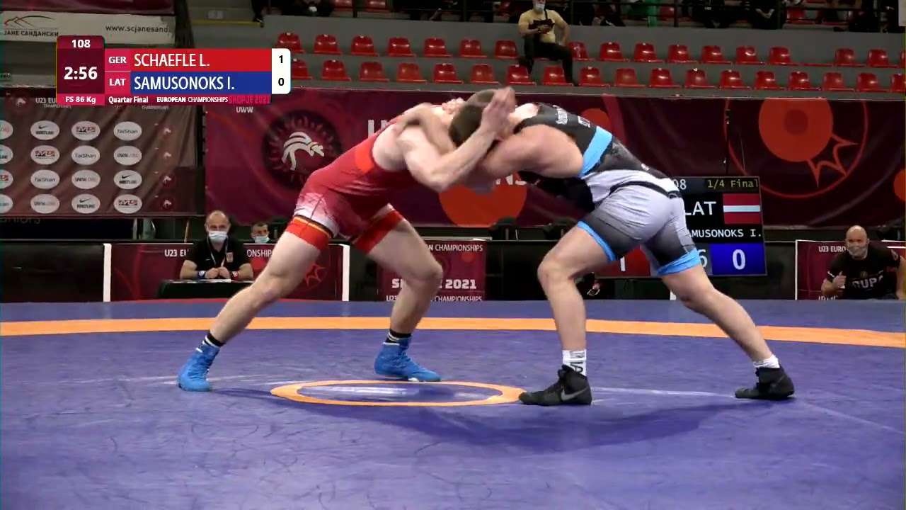 1/4 FS - 86 kg: L. SCHAEFLE (GER) v. I. SAMUSONOKS (LAT) background