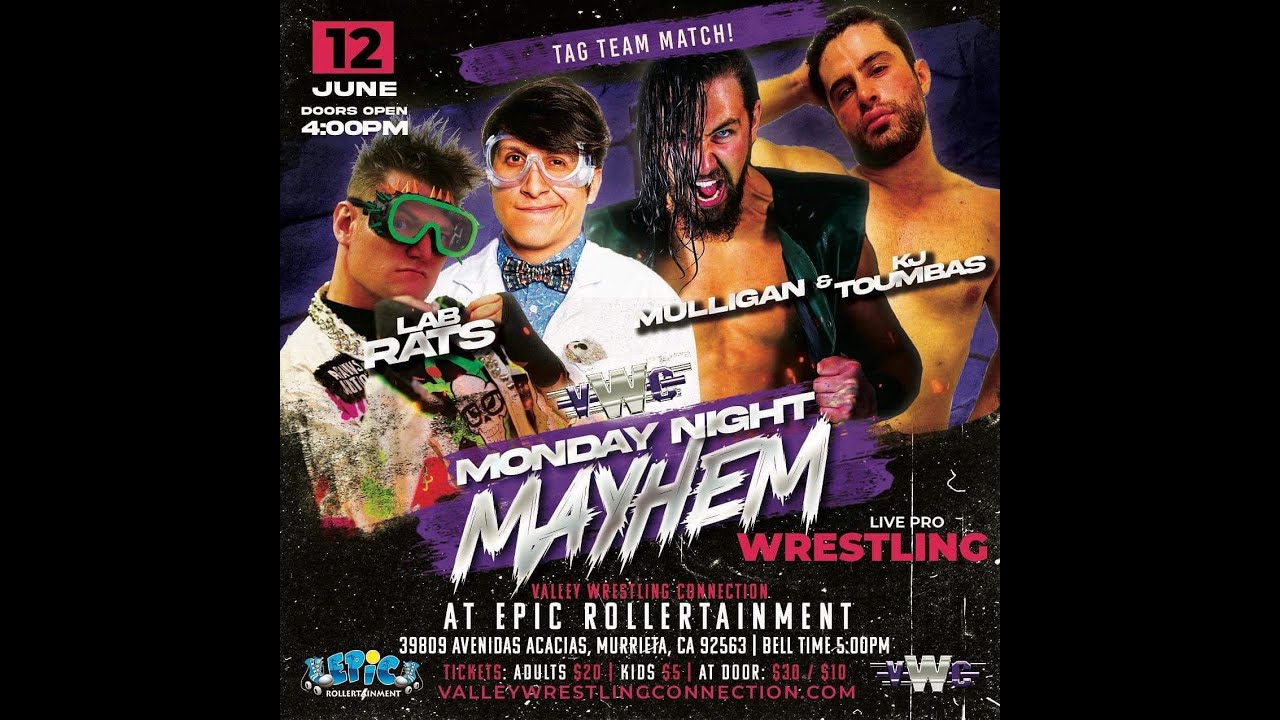 The Lab Rats (Darwin and Kid Isaac) vs NJPW Academy (Mulligan and KJ Toumbas) at VWC | 6.12.23 background