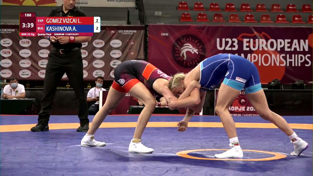 1/4 WW - 55 kg: L. GOMEZ VIZCAI (ESP) v. A. KASHINOVA (BUL) background