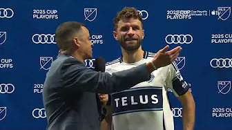 Thomas Müller Postgame after Vancouver's Opening 2025 Audi MLS Cup Playoffs Win background