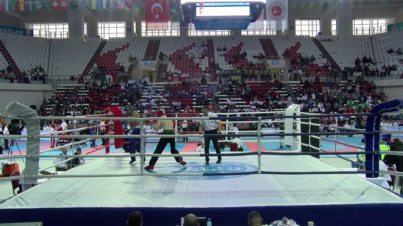 Eoin Glynn v Yousef Almousa WAKO World Championships 2019 backdrop