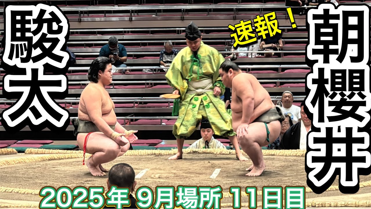 速報❗️二子山部屋 駿太 vs 高砂部屋 朝櫻井【大相撲令和7年9月場所】11日目2025/09/24 Futagoyama SHUNTA vs ASASAKURAI SEP 2025 DAY11 background