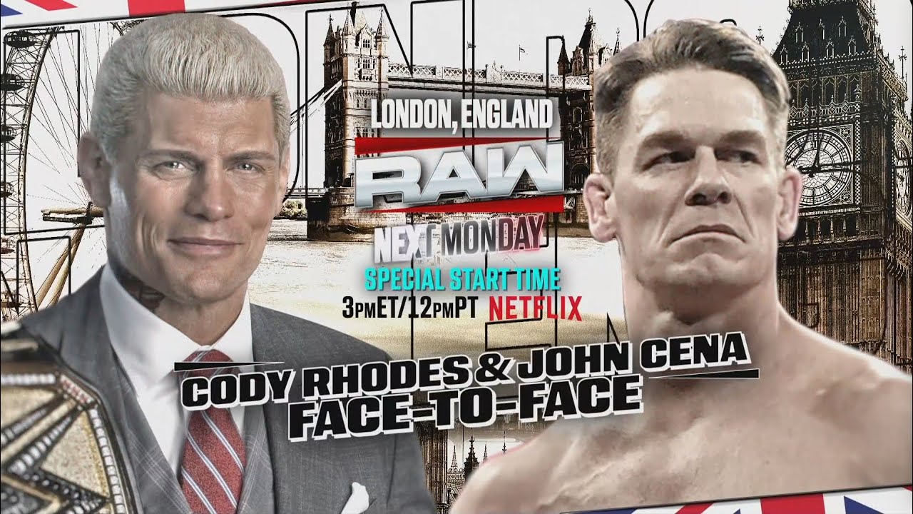 Cody Rhodes interrupts John Cena before he can even speak: Raw, Mar. 31, 2025 background