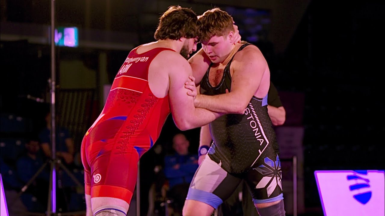 Aramyis Harutyunyan (ARM) vs Eerik Pank (EST) 130kg. Greco-roman men wrestling tournament.
