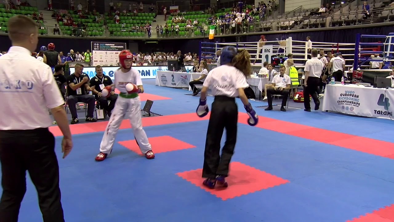 Lilly Nagy v Monika Petkova WAKO European Championships 2019 backdrop