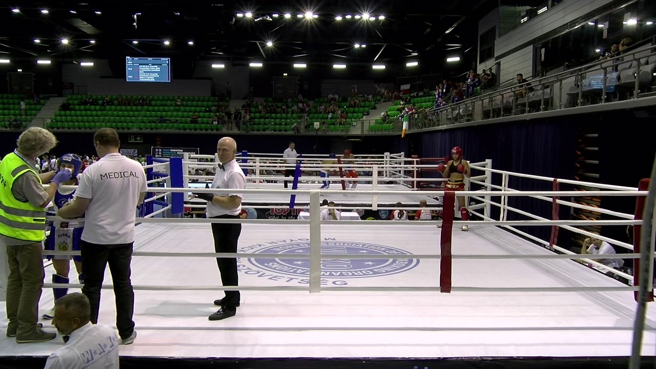 Nadja Milijancevic v Ekaterina Gorshkova WAKO European Championships 2019 backdrop