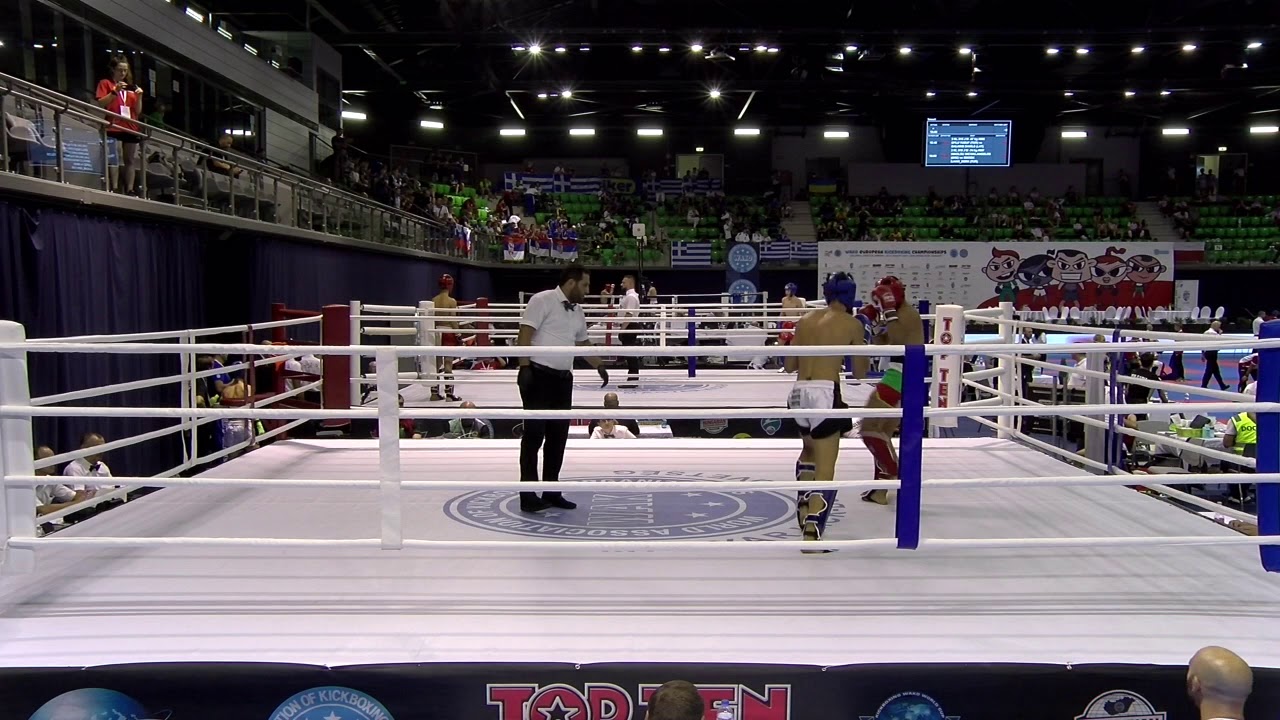 Georgi Atanasov v Tiago Guimaraes WAKO European Championships 2019 backdrop