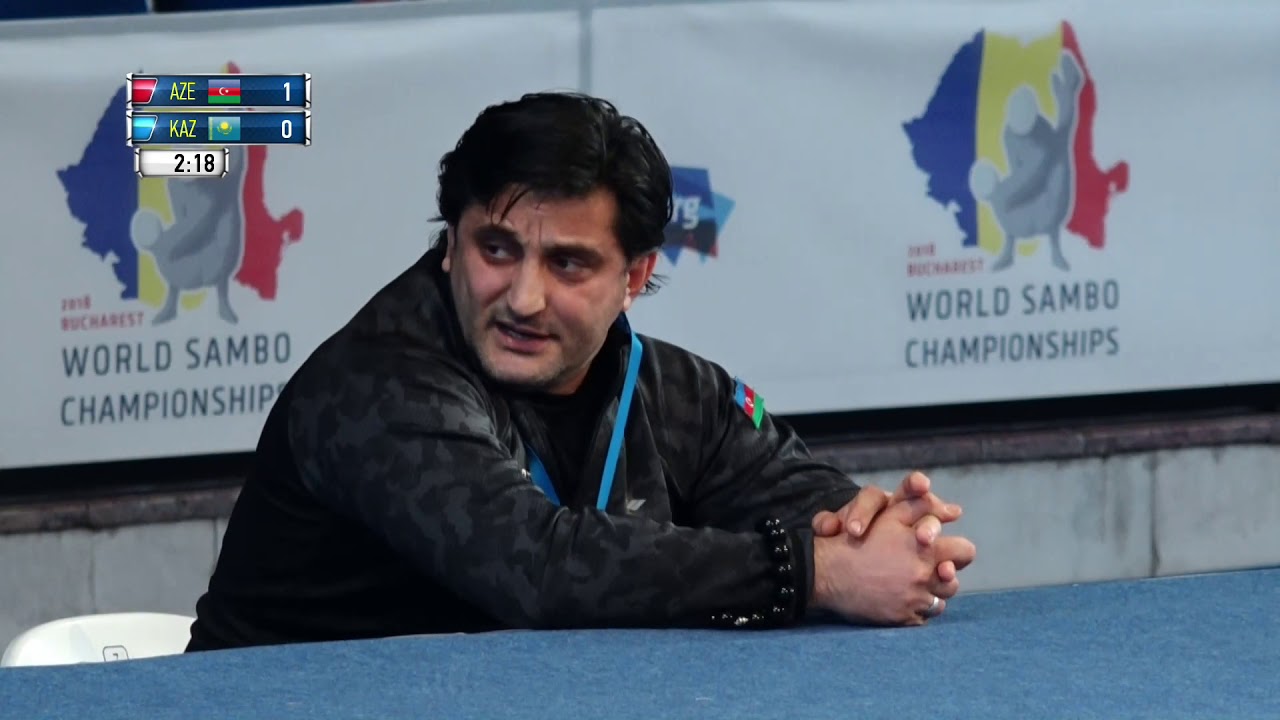SERIKOV (KAZ) vs HASANOV (AZE). World SAMBO Championships 2018 in Romania background