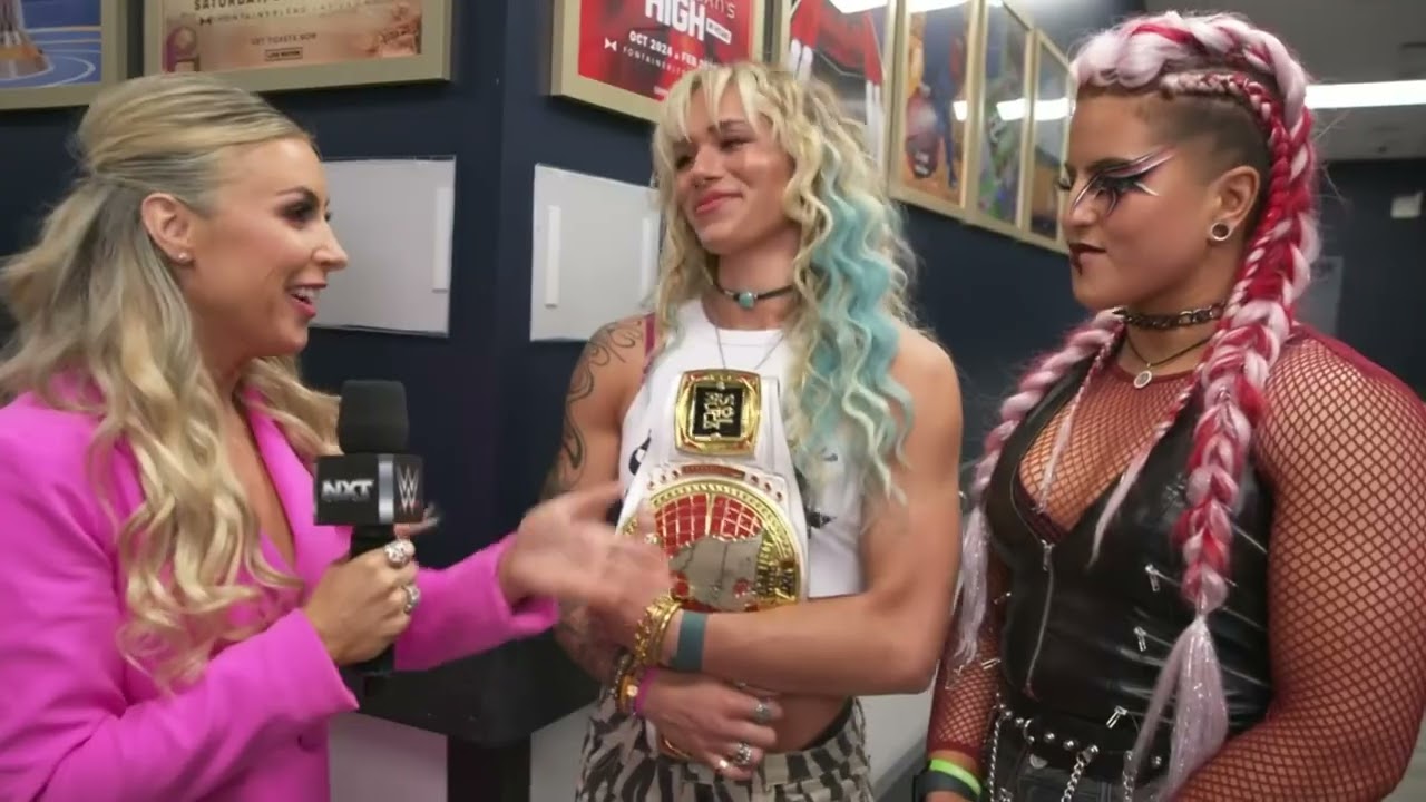 Liv Morgan & Raquel Rodriguez confronts Sol Ruca & Zaria: NXT, Apr. 22, 2025 background