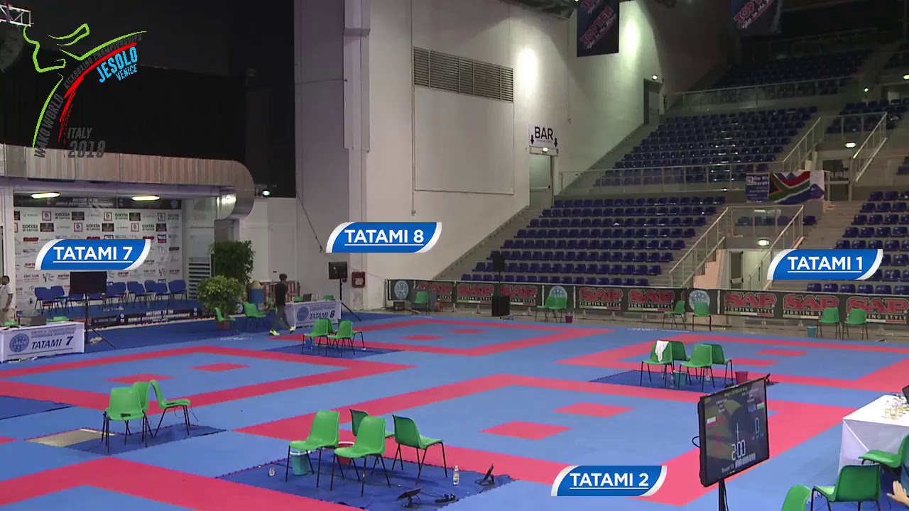 Tatami 1,2,7,8 Day 2 WAKO World Championships 2018 backdrop