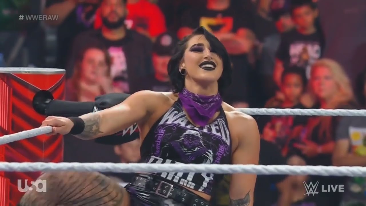 WWE RAW RHEA RIPLEY DESTROYS LIV MORGAN 07/24/23 background