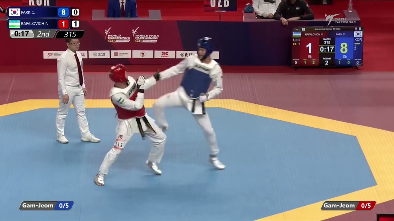 315 Quarter final M +80kg KOR PARK C UZB RAFALOVICH N background