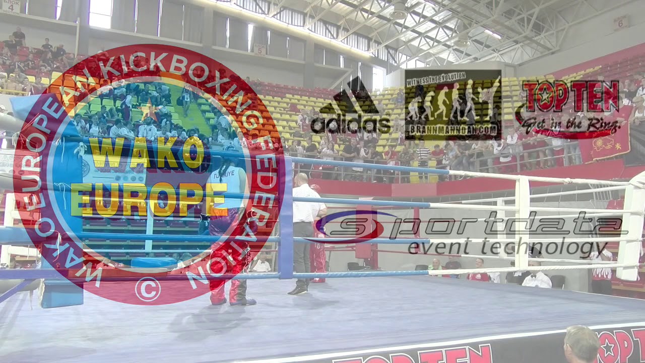 Jolanta Cichon v Melek Sari WAKO European Championships 2017 backdrop