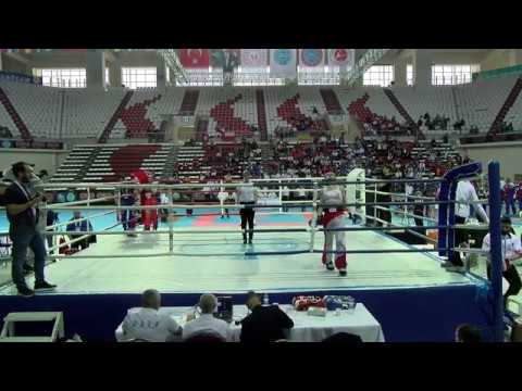 Alena Bashmakova v Emine Arslan WAKO World Championships 2019 backdrop