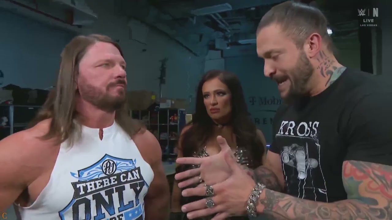 Karrion Kross talks with Aj Styles about Logan Paul: Raw, Apr. 21, 2025 background