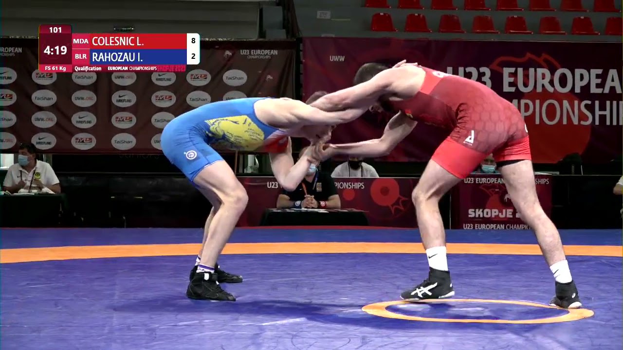 Qual. FS - 61 kg: L. COLESNIC (MDA) v. I. RAHOZAU (BLR) background
