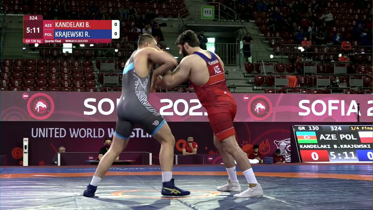 1/4 GR - 130 kg: B. KANDELAKI (AZE) v. R. KRAJEWSKI (POL) background