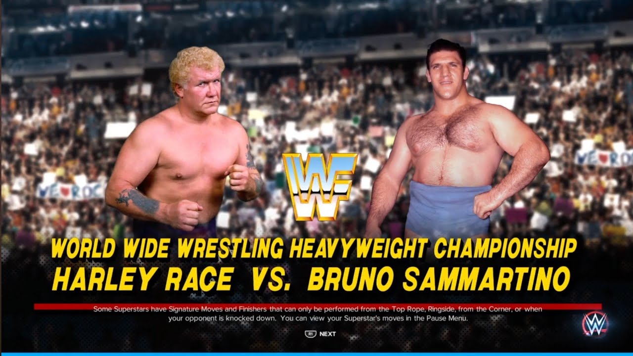 Harley Race vs Bruno Sammartino WWWF Title Match. WWWF. WWE 2K23