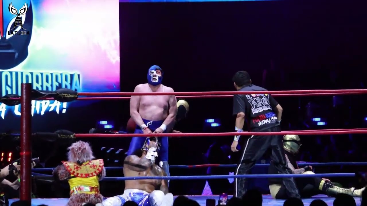Estelar Fuerza Guerrera, DMT Azul e H.del Solitario ЁЯЖЪ Blue Demon Jr, Tinieblas Jr, e H. Silver King backdrop