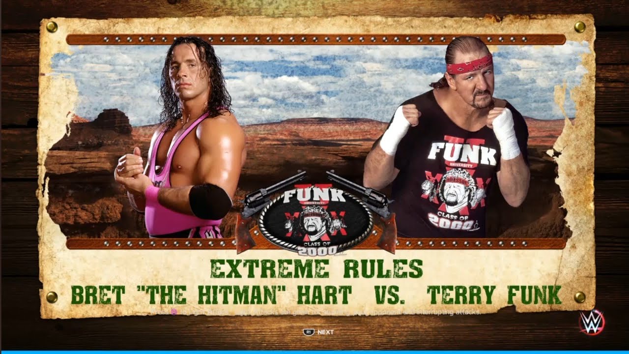 Bret Hart vs Terry Funk No DQ. Terry Funks WrestleFest. WWE 2K23
