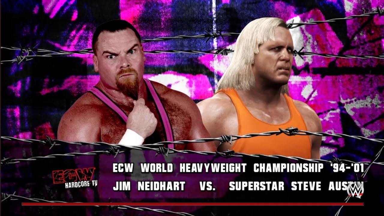Jim Neidhart vs Superstar Steve Austin. ECW. WWE 2K16 background