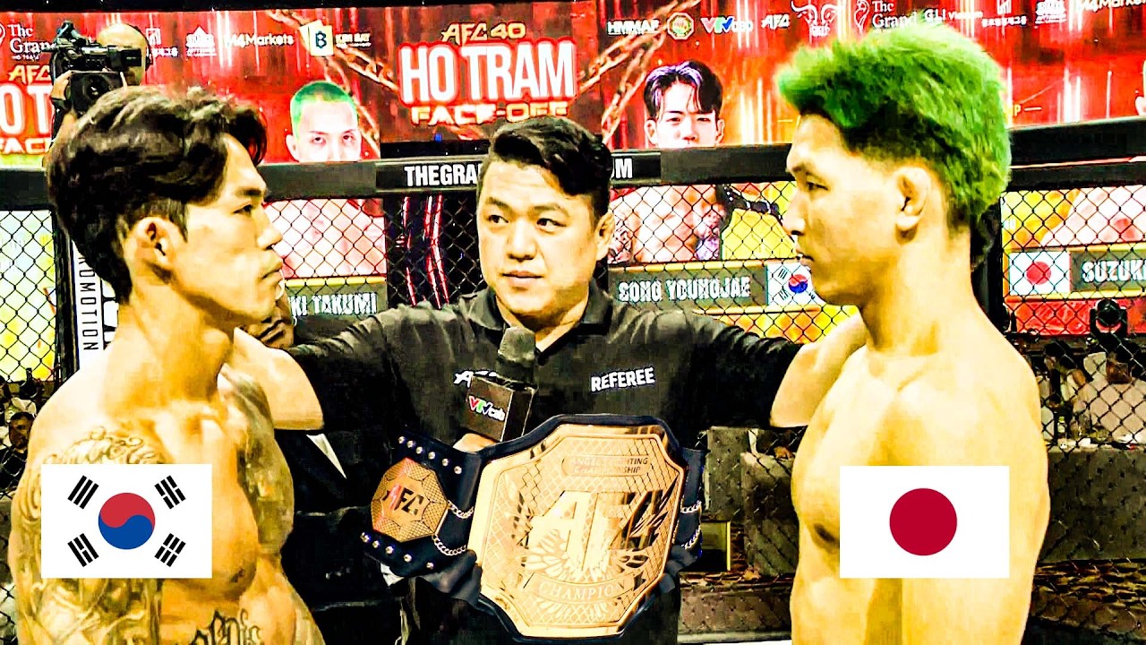 Quái vật TÓC XANH nhìn như Yazuka  tưởng chất lừ ai dè bị võ sỹ Hàn ĐẤM 1 PHÁT NGỦ LUÔN