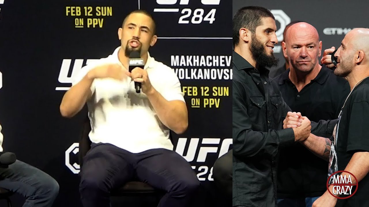 Robert Whittaker Predicts Islam Makhachev vs. Alexander Volkanovski for UFC 284 background