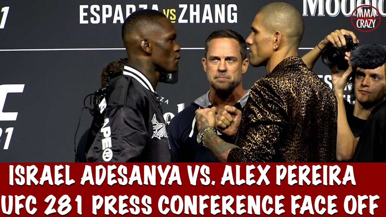 UFC 281: Israel Adesanya vs. Alex Pereira Press Conference Face Off background