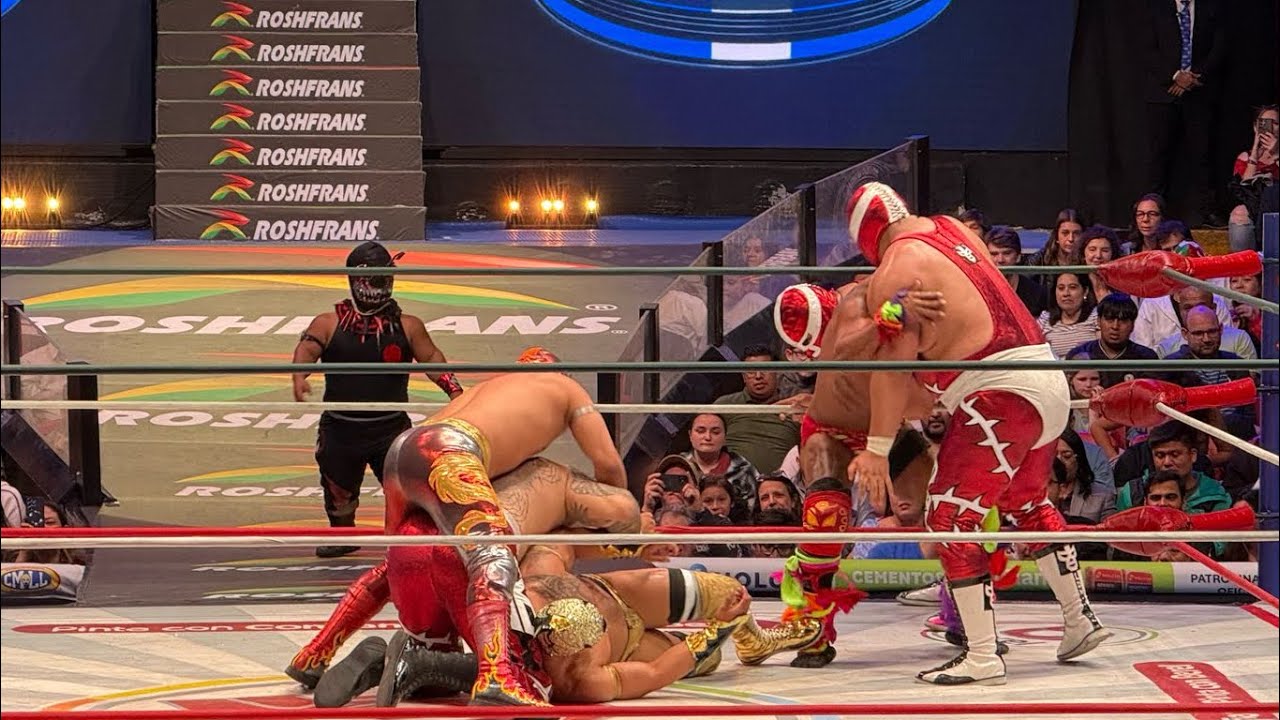CMLL: Dragon Rojo Jr, Dragon Legendario y Dragón de Fuego🆚Akuma, Gemelo Diablo I y Gemelo Diablo II
