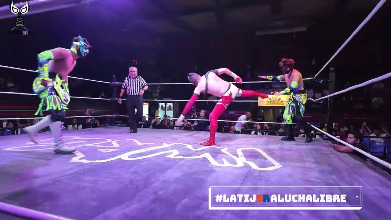 IWRG Naucalpan: Spider Fly y Noisy Boy Vs Águila Roja y Puma de Oro background