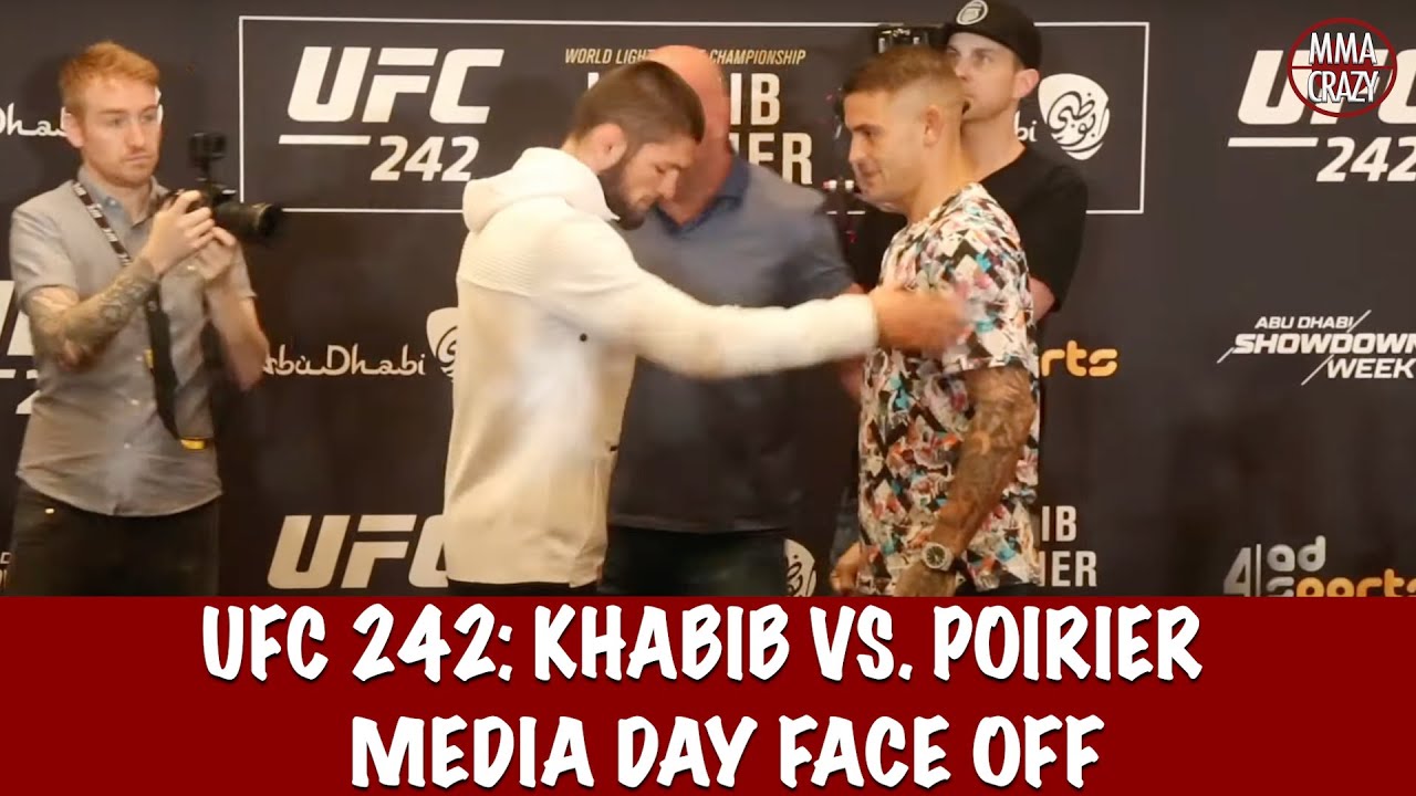 UFC 242: Khabib Nurmagomedov vs. Dustin Poirier Media Day Face Off background