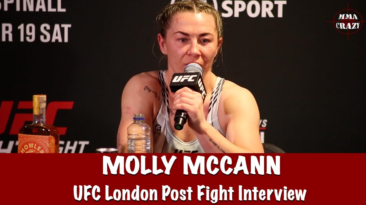 Molly McCann Reacts to KO win over Luana Carolina at UFC London background