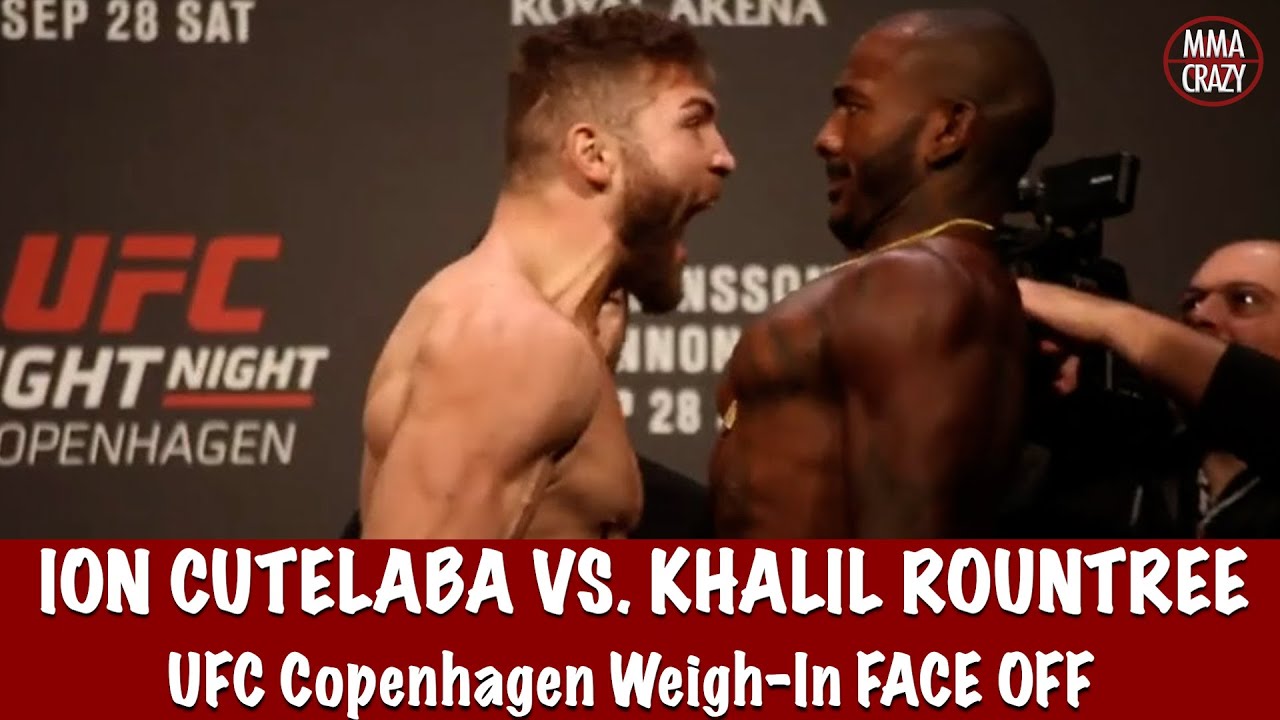 UFC Fight Night Copenhagen: Ion Cutelaba vs. Khalil Rountree weigh in face off background